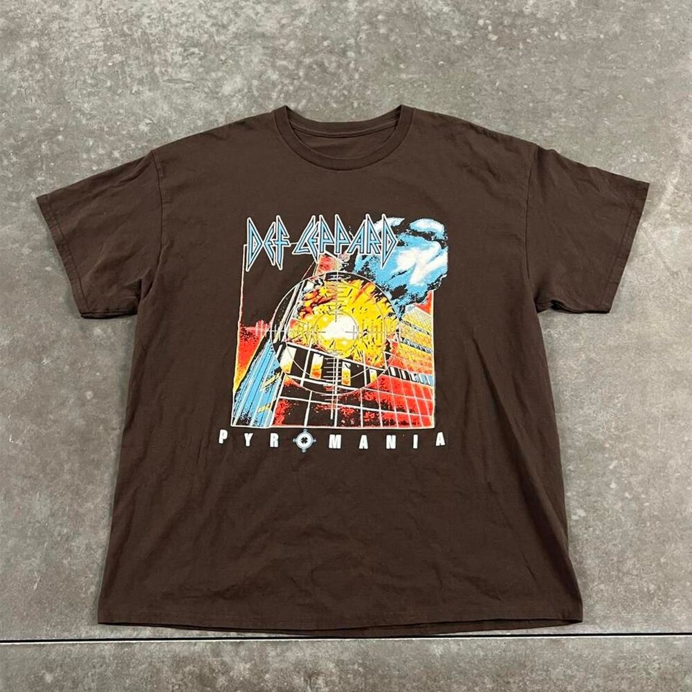 Def Leppard Pyromania Tour 2024 Orlando Brown Graphic Band Tee